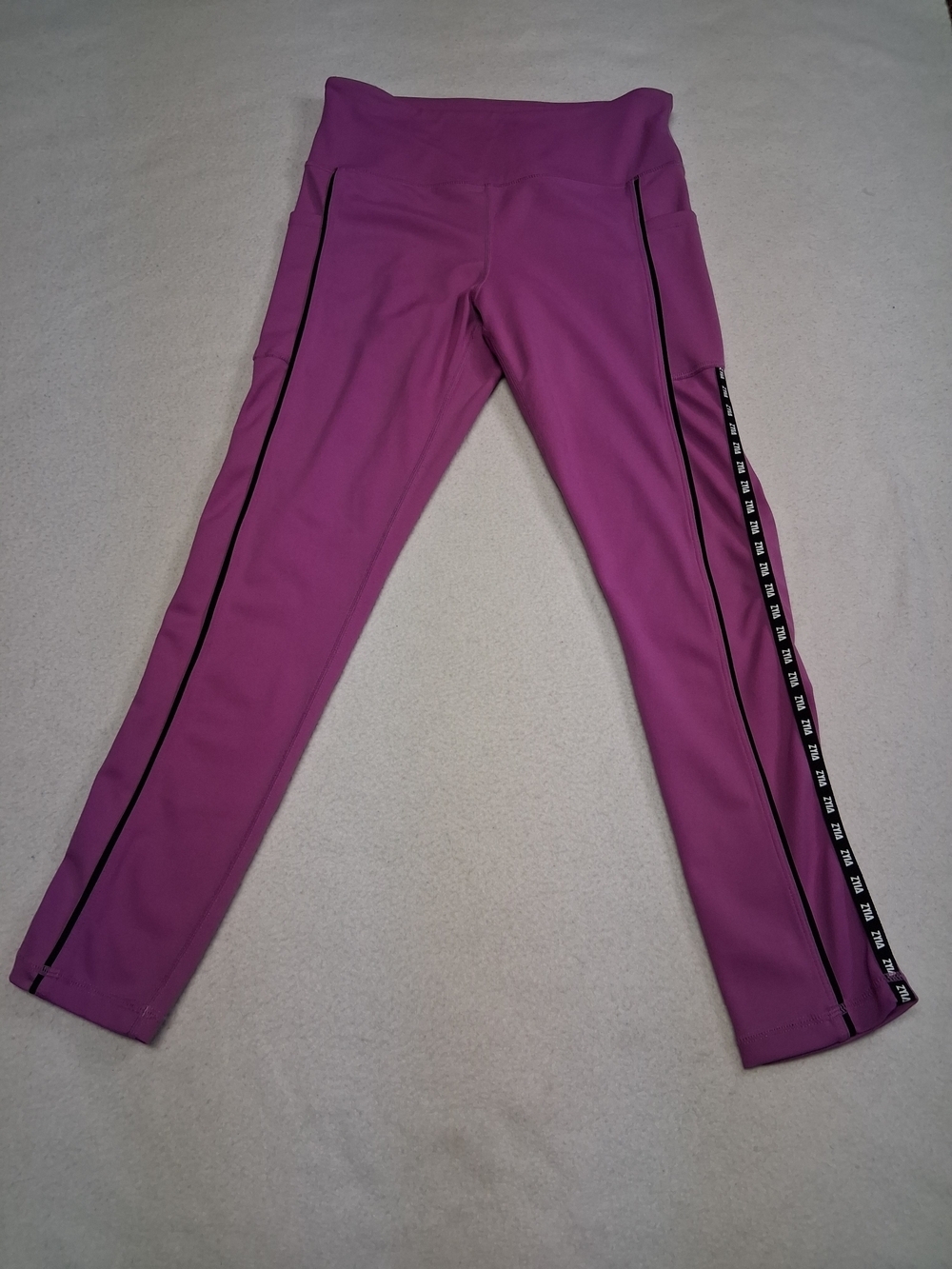 4/20$ ZYIA ACTIVE  Magenta High-Rise Active Leggings with Black Side Piping